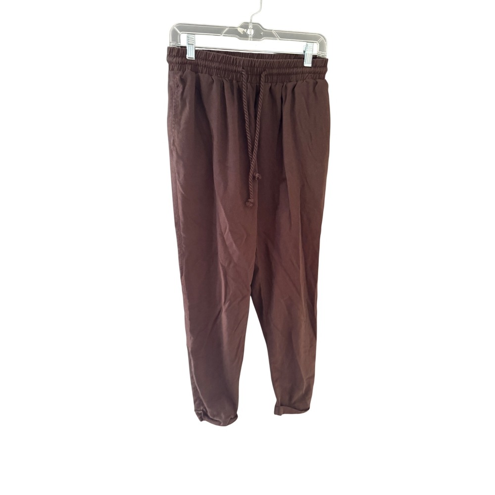 Ci Sono Womens Brown Linen Blend Jogger Pants Elastic Drawstring Waist M